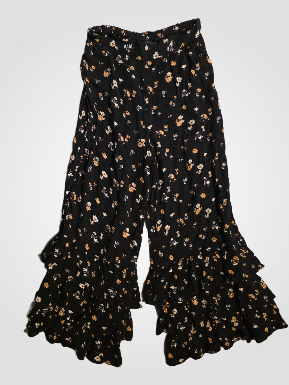 River Island Black Wide Leg Floral Ruffled Palazzo Pants